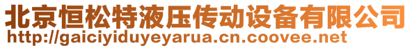 北京恒松特液壓傳動設備有限公司