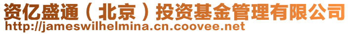 資億盛通（北京）投資基金管理有限公司
